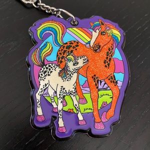 Vintage Lisa Frank horses keychain